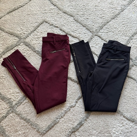 Gap dress pants skinny black maroon red zippers trouser 0 - Picture 1 of 12